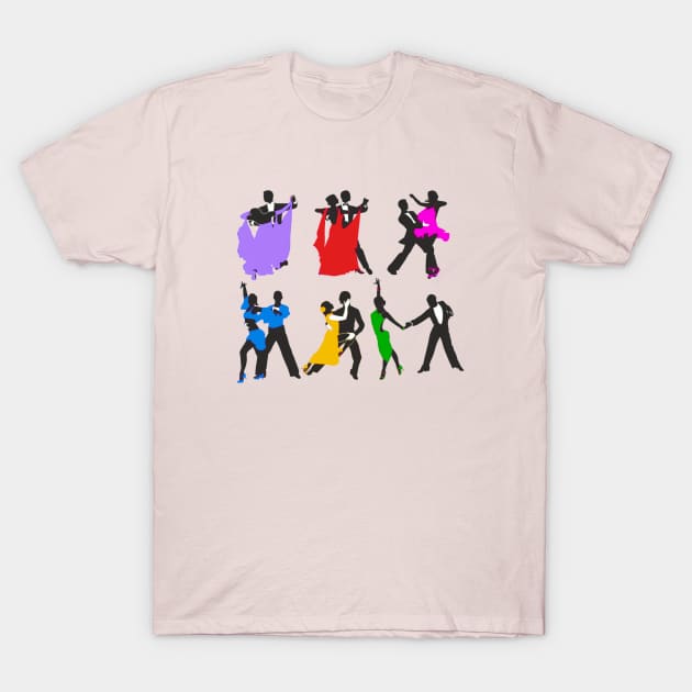 Ballroom Dancing in Color T-Shirt by doniainart